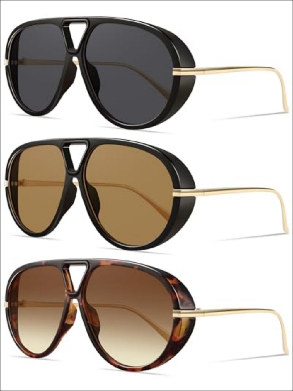 Oversized Retro Aviator Sunglasses 70s Vintage Style Full Frame UV400 Protection